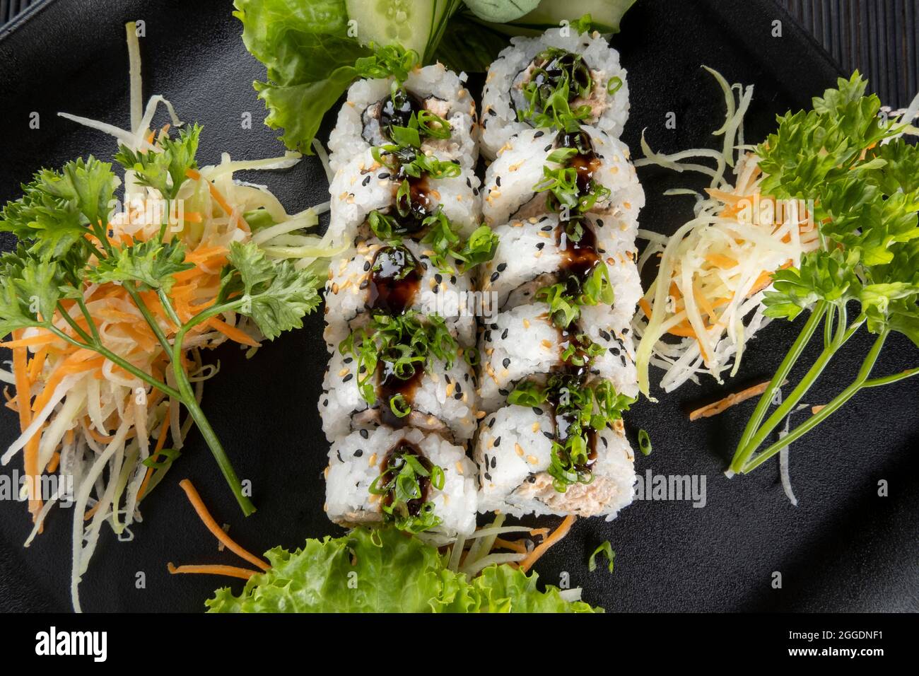 grilled salmon uramaki with cream cheese Stock Photo Alamy