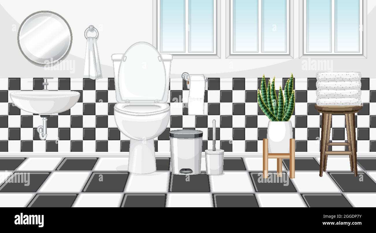 Bathroom interior design with furniture illustration Stock Vector Image ...