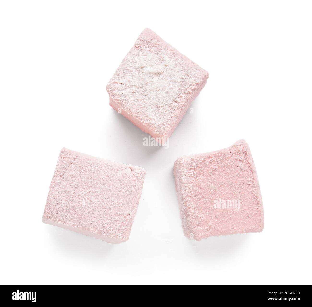 Tasty sweet marshmallows on white background Stock Photo - Alamy