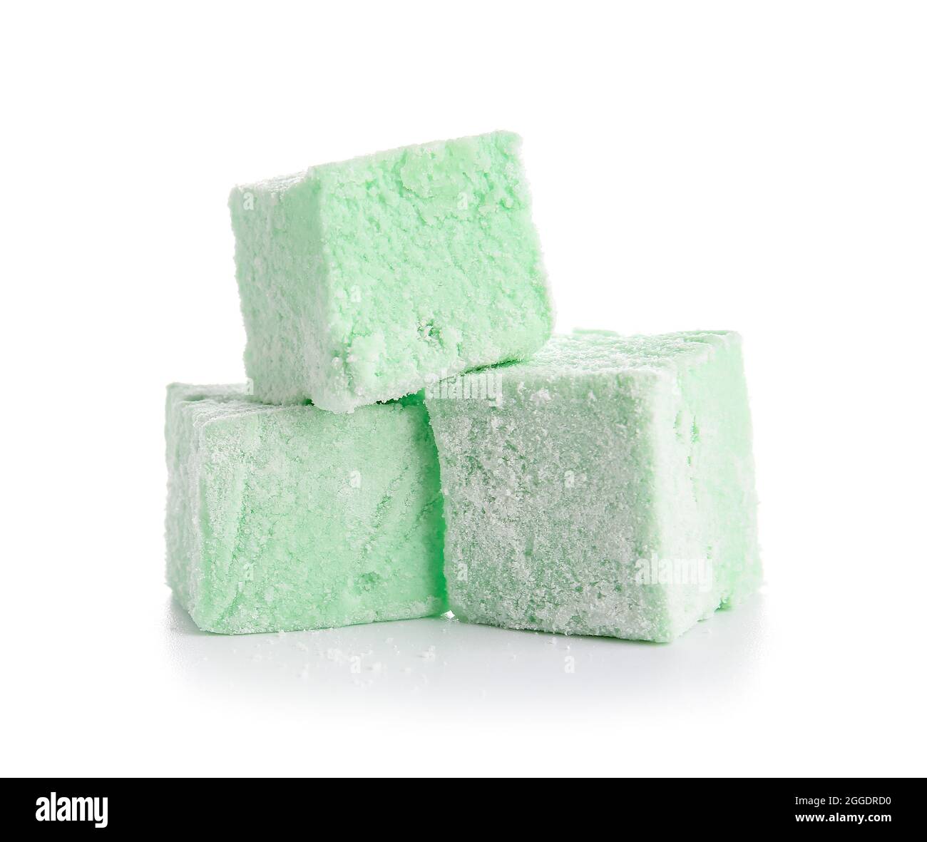 Tasty sweet marshmallows on white background Stock Photo - Alamy