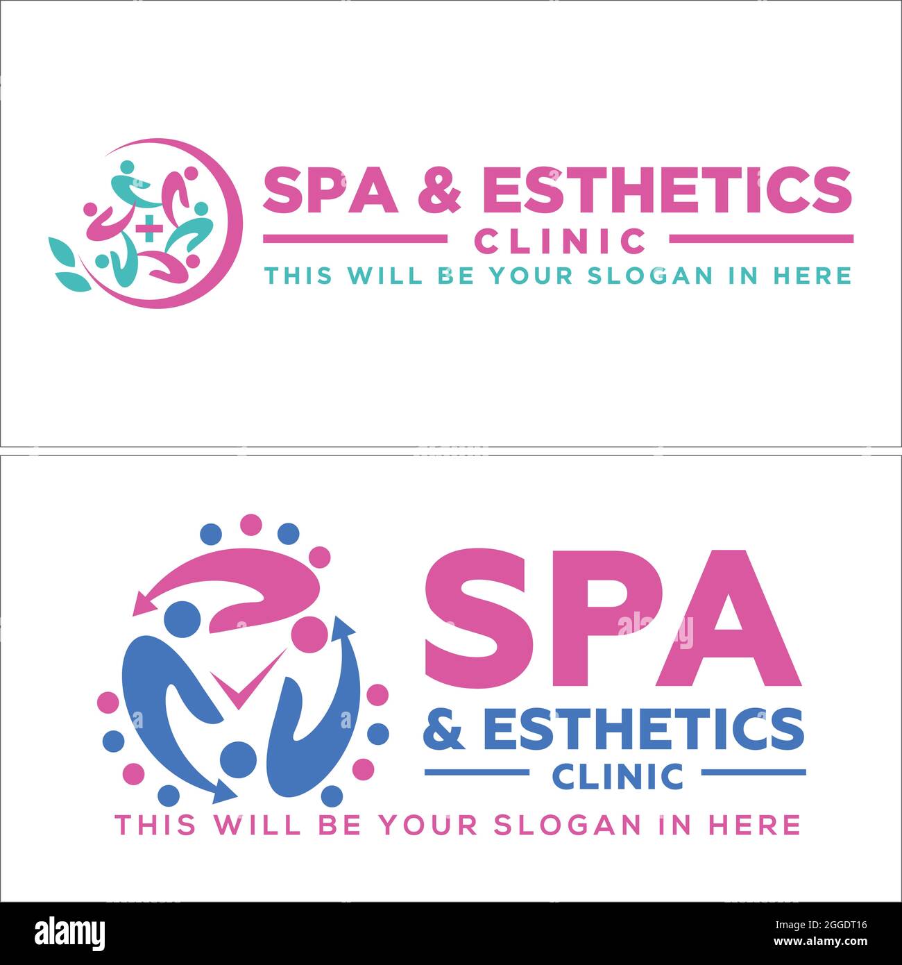 Spa aesthetics clinic with people arrow circling logo design Stock Vector