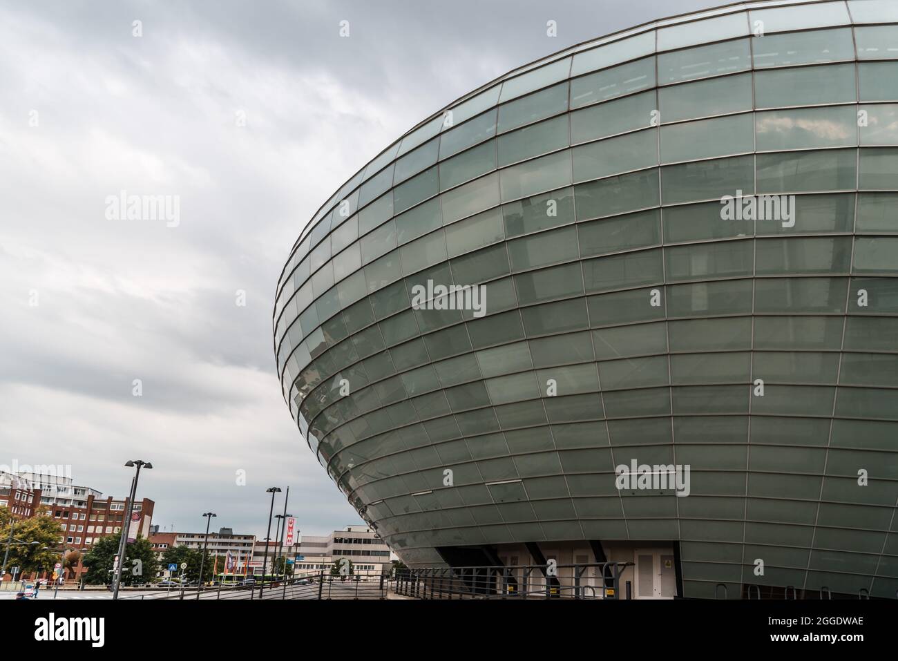 Bremerhaven, Germany - August 6 2019: Klimahaus, a museum on climate and climate change at the harbour of Bremerhaven. Stormy day of summer Stock Photo