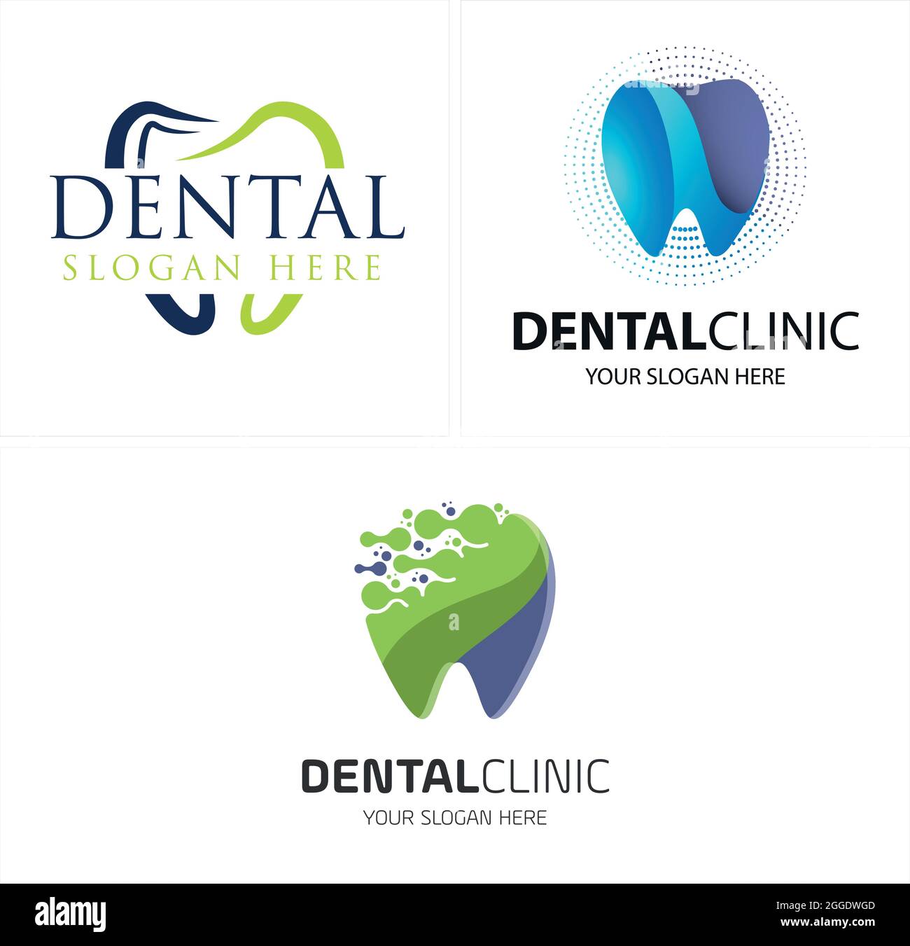 Dental with icon tooth halftone molecule logo design Stock Vector