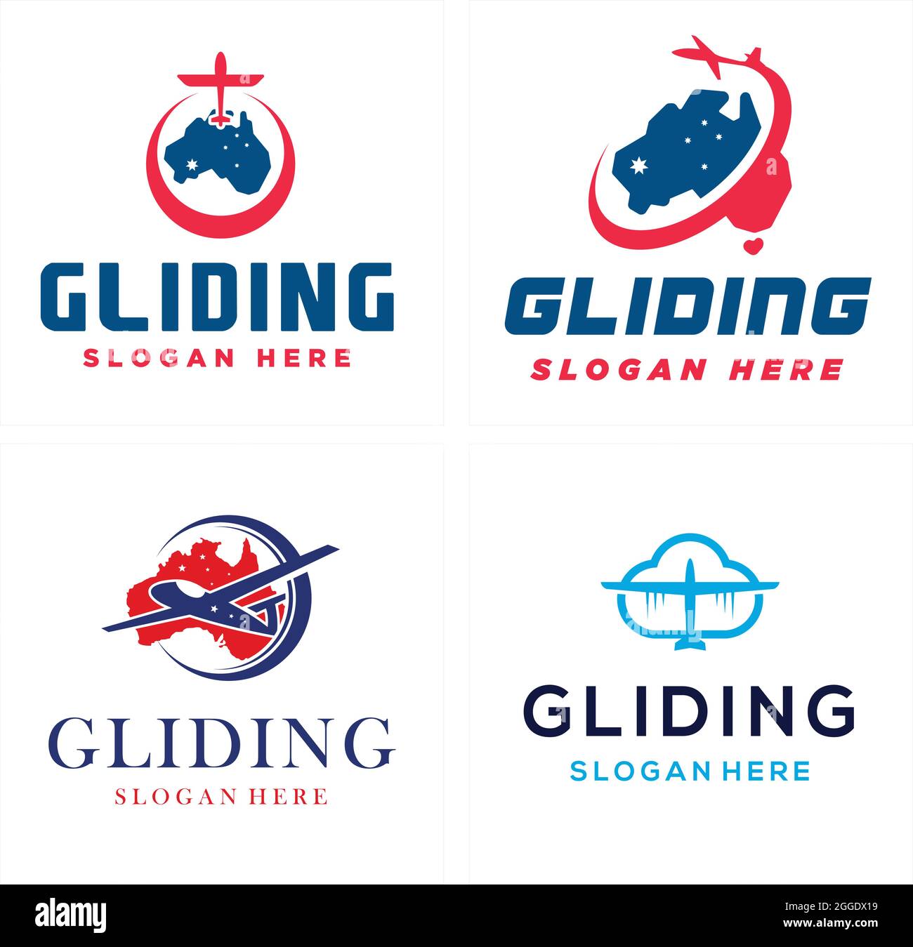 Sport gliding club coaching transportation logo design Stock Vector