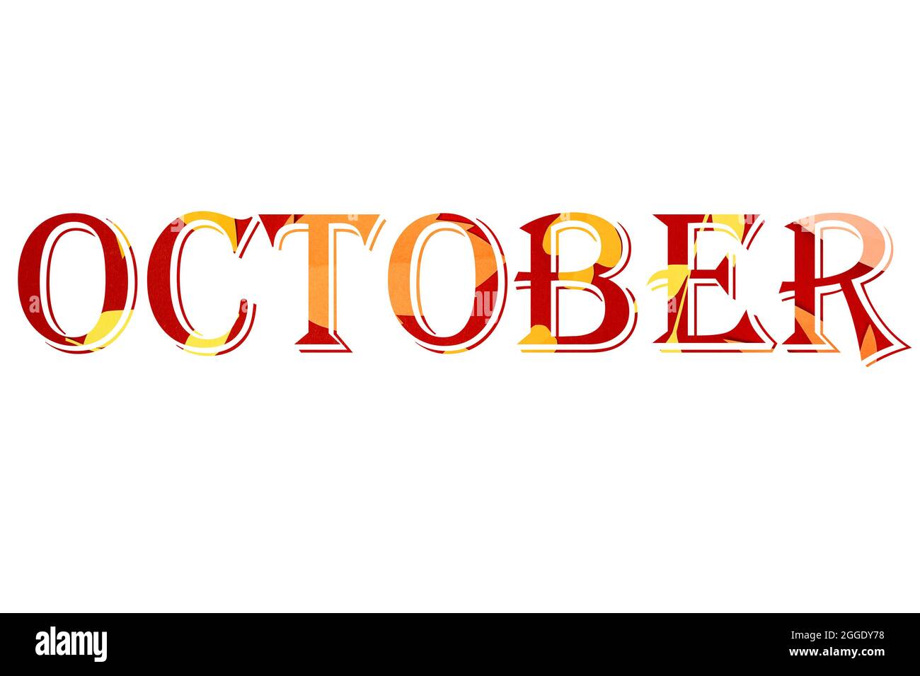 Word October isolated on white background .autumn month Stock Photo - Alamy