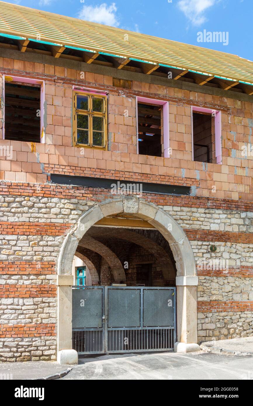 Reconstruction of the former Arany Nap fogado, a Medieval building in Rozsa  utca, Sopron, Hungary Stock Photo - Alamy