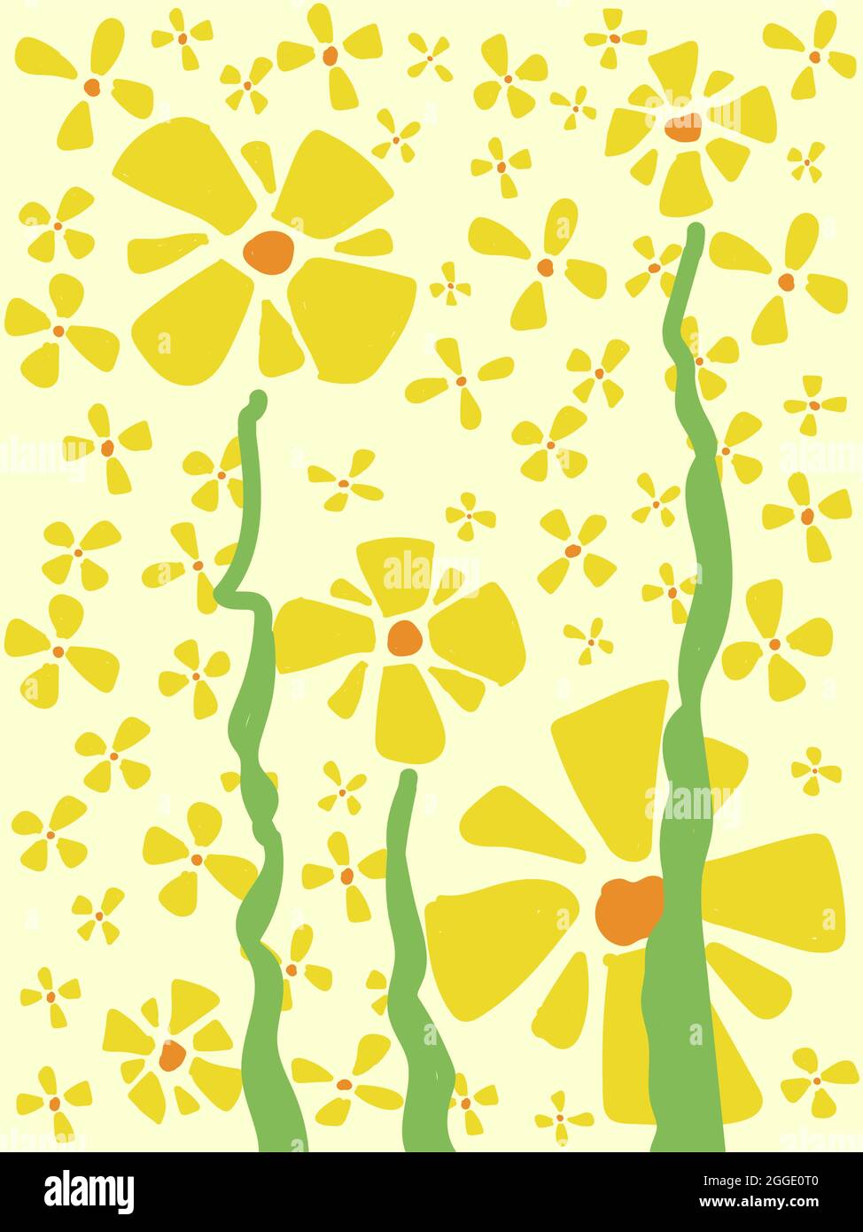 yellow floral backround with flat design style. Stock Vector