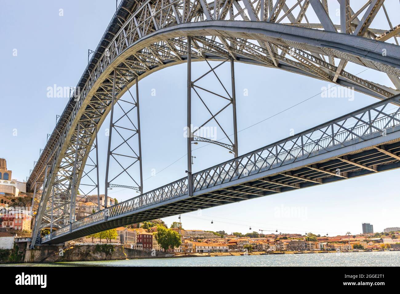 Beautiful iron Dom Luis I bridge over Douro river in Porto, Portugal Stock Photo