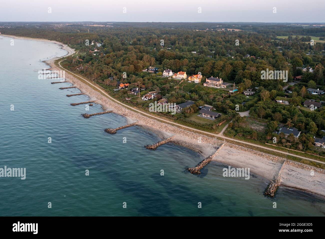 Aerial View of coastline in North Zealand, Denmark Stock Photo