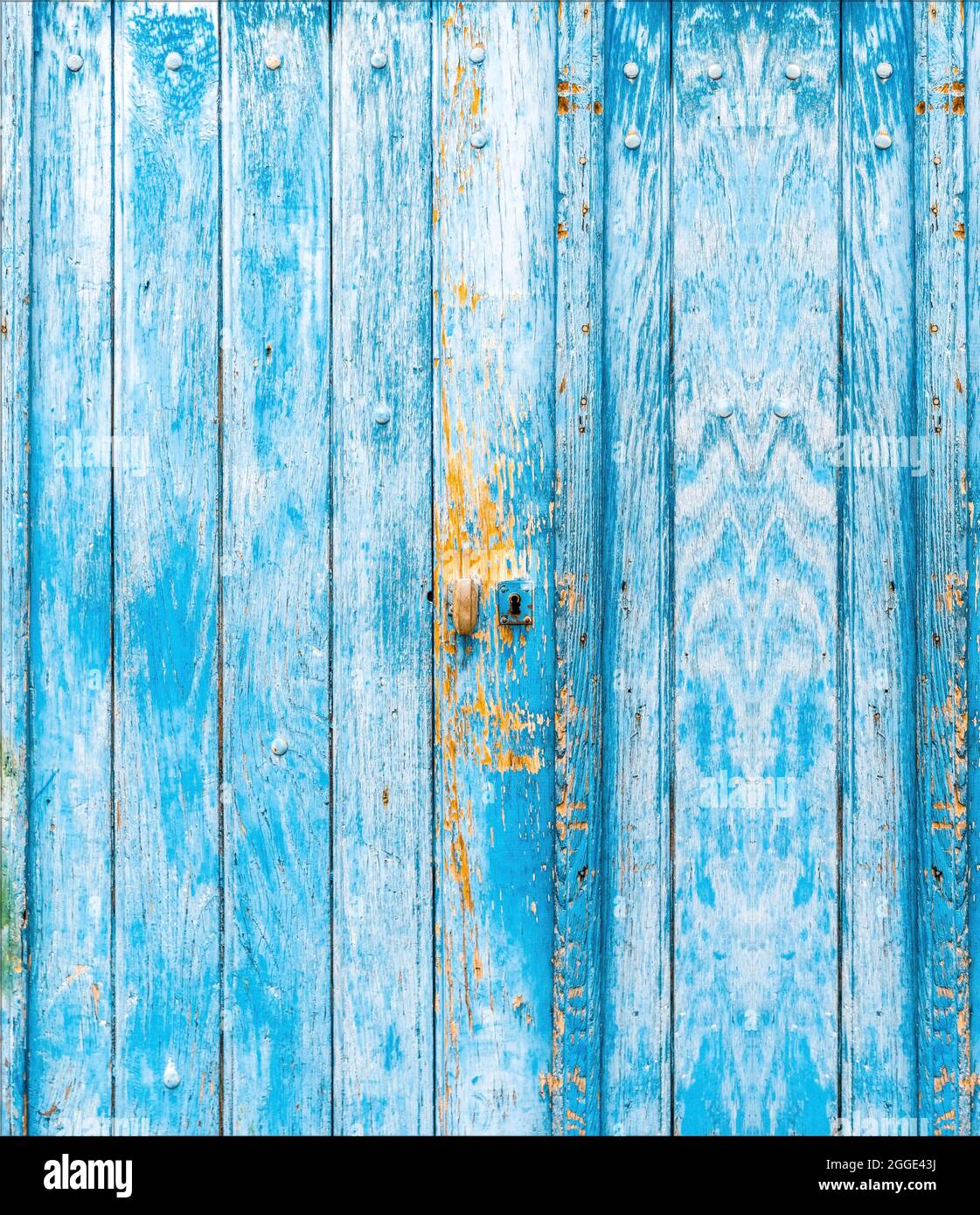 Blue wooden door, Managua, Nicaragua Stock Photo