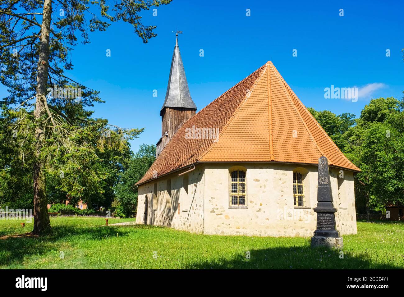 Lanz fieldstone church, Prignitz district, Brandenburg, Germany Stock Photo