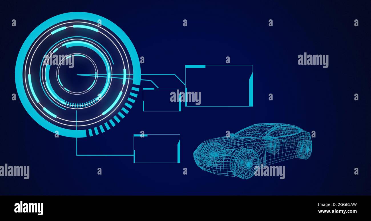 Car Data Processing Image of 3d car drawing with scope scanning and data processing Stock ...
