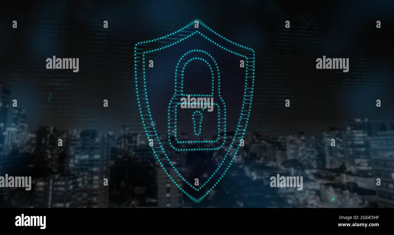Security interface against futuristic glowing design Stock Photo - Alamy