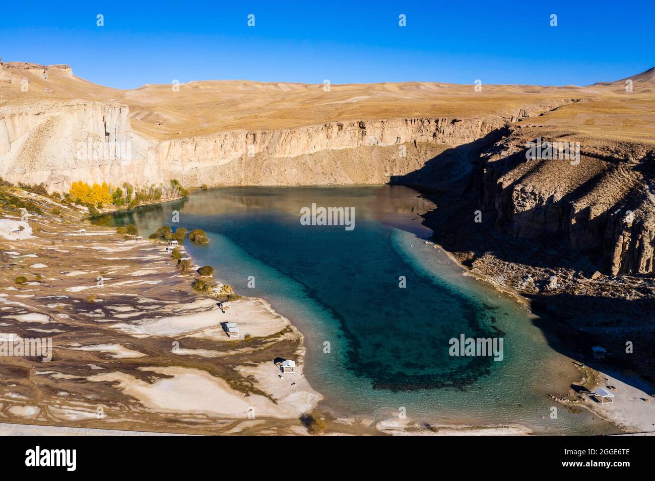 Aerial of the deep blue lakes of the Unesco National Park, BandEAmir