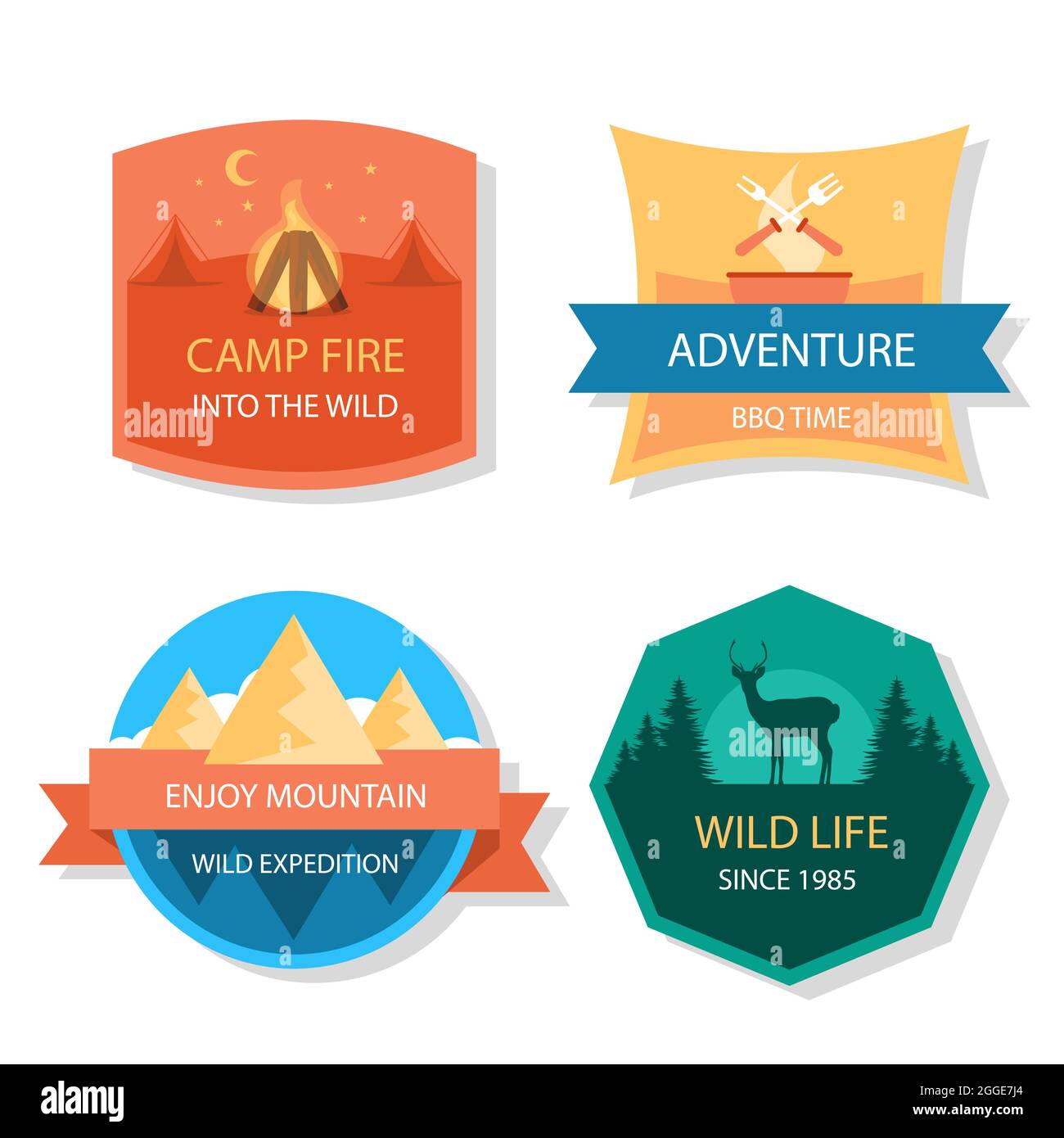 Flat adventure badges set Vector illustration Stock Vector Image & Art ...