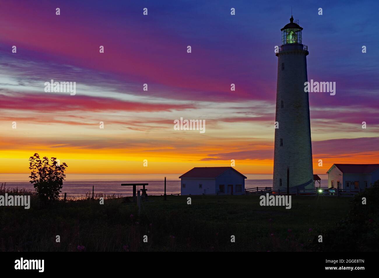 Sunset Lighthouse, CapdesRosiers Lighthouse, Gaspesie, Quebec, Canada
