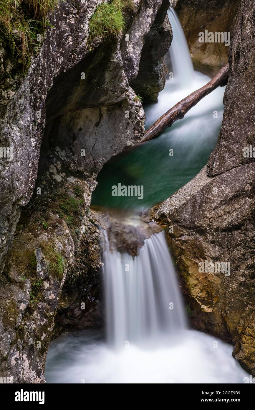 Small waterfall, cascades, Garnitzenklamm, Hermagor, Carinthia, Austria Stock Photo