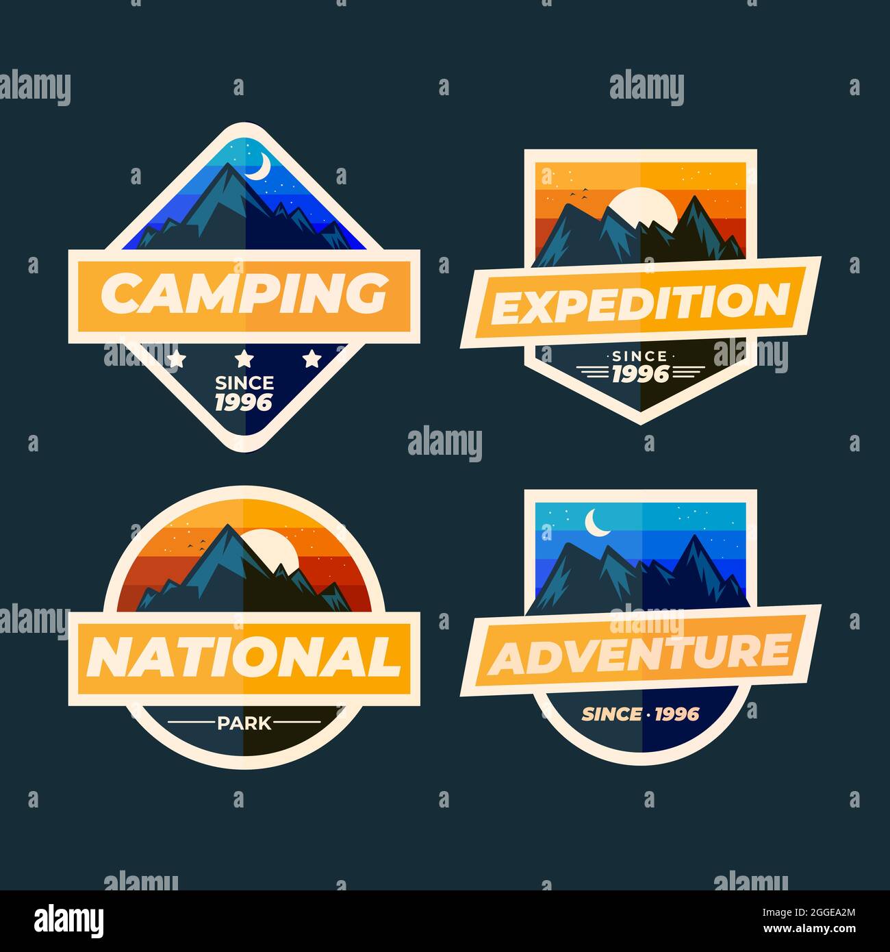 Flat adventure badges set Vector illustration Stock Vector Image & Art ...