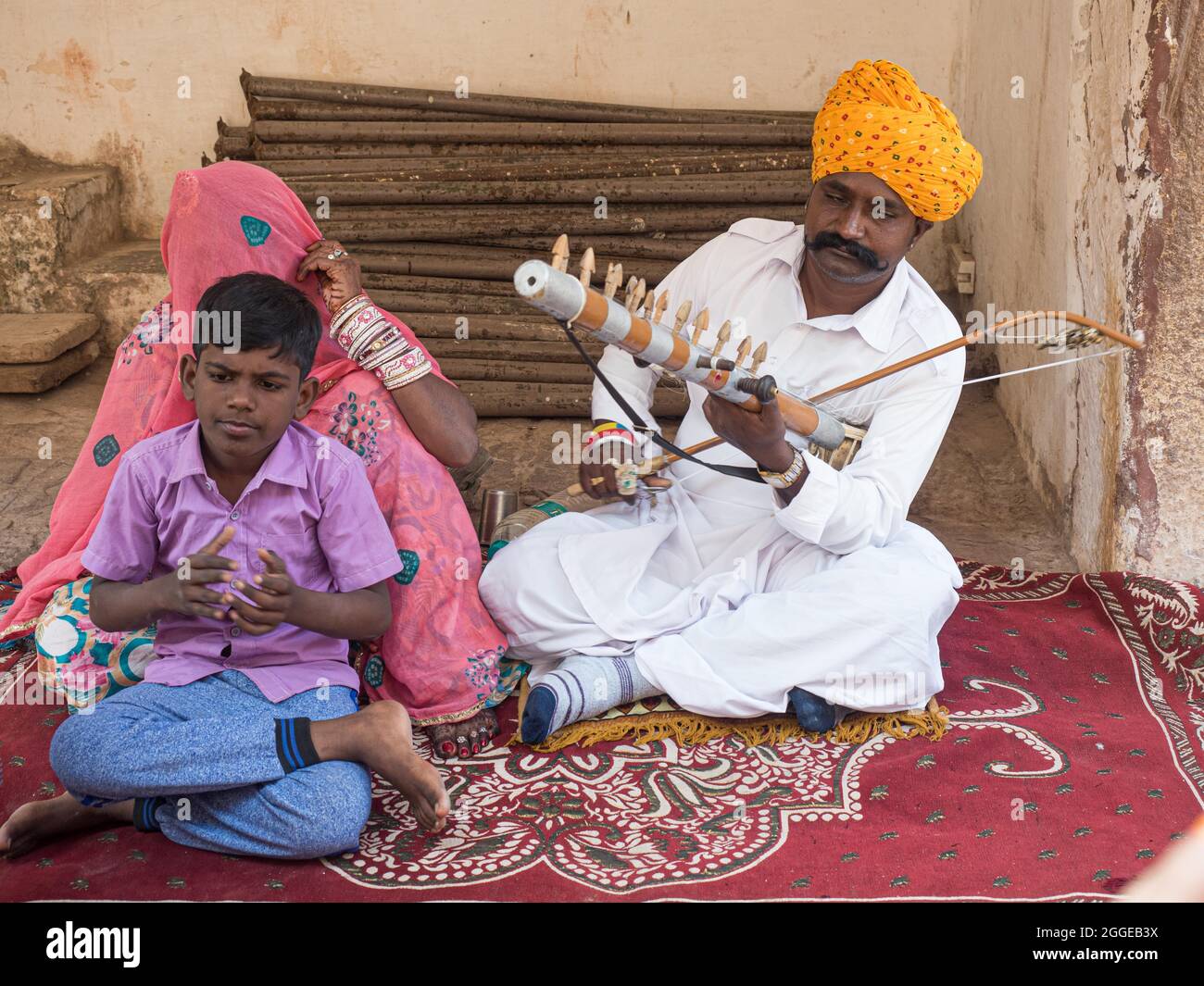 Musician with traditional stringed instrument, Mehrangarh Fort, Jodhpur
