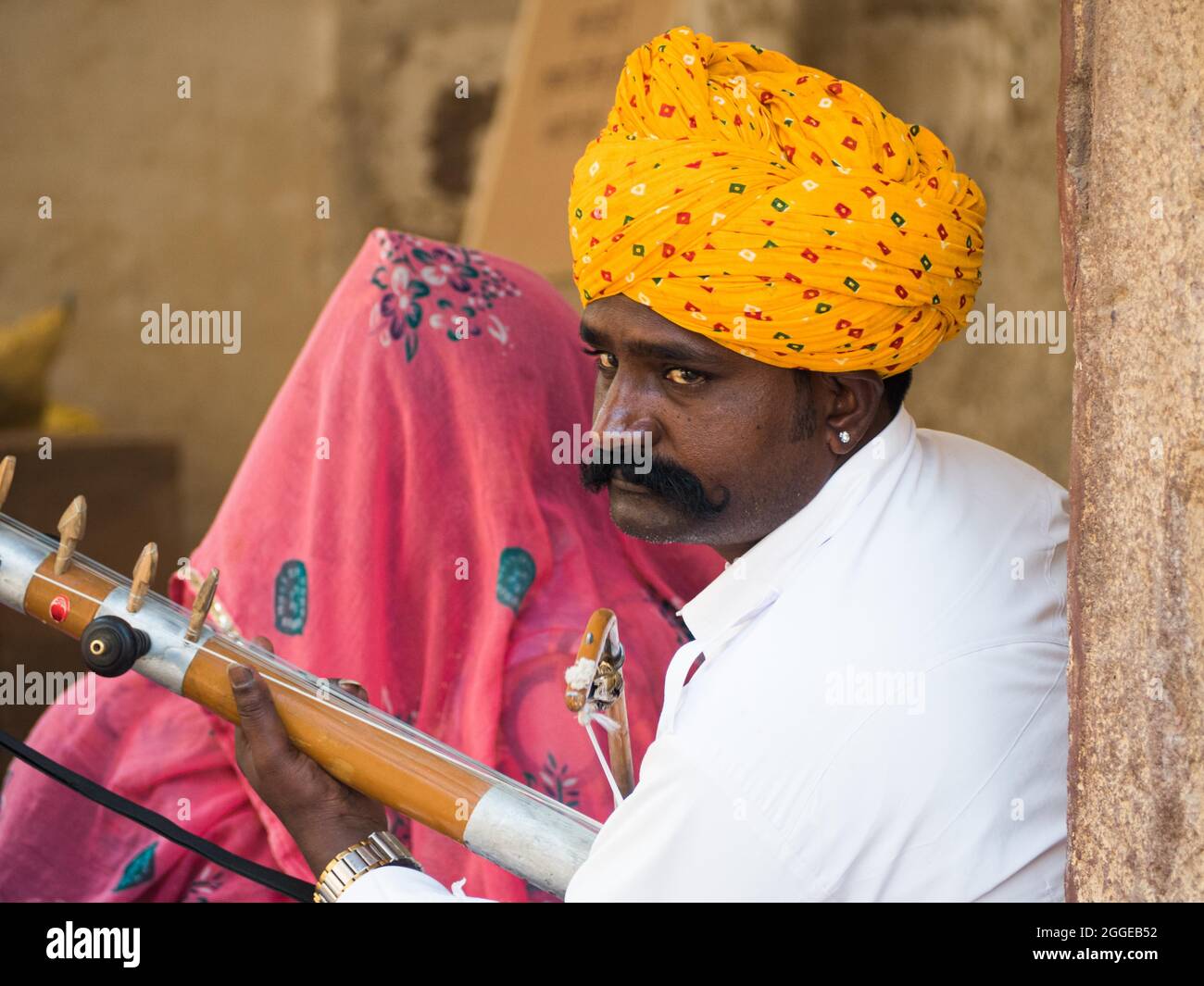 Musician with traditional stringed instrument, Mehrangarh Fort, Jodhpur