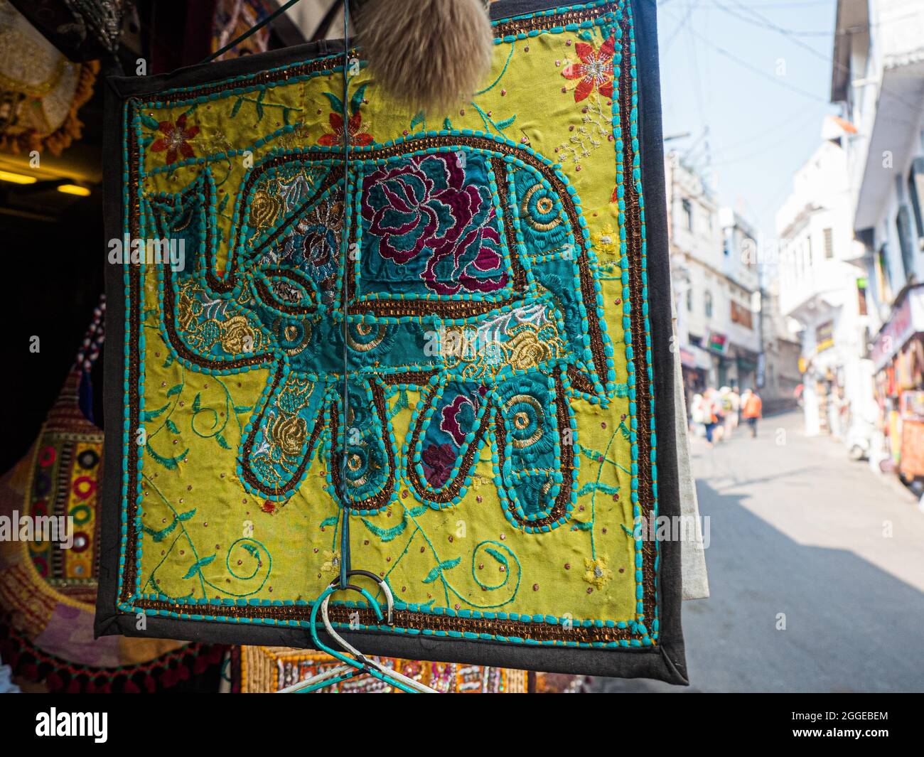 Textile handicraft, blanket with elephant motif, Udaipur, Rajasthan