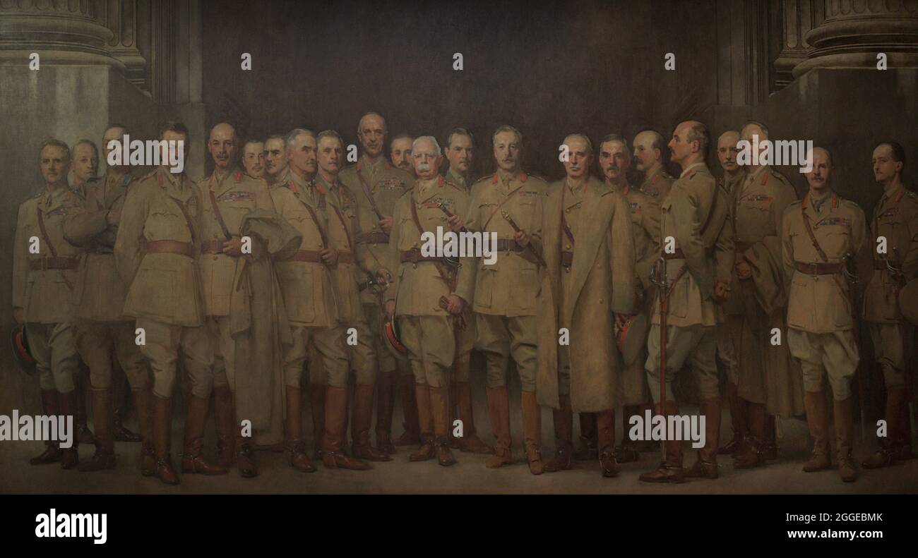 General Officers of World War I. Portrait by John Singer Sargent (1856-1925). Oil on canvas (299,7 x 528,3 cm), 1922. National Portrait Gallery. London, England, United Kingdom. Stock Photo