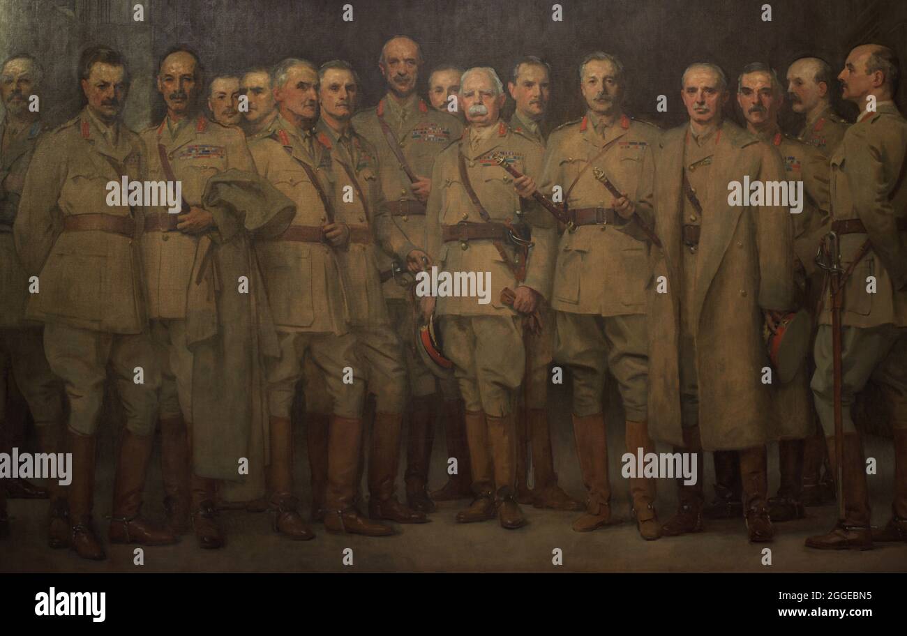 General Officers of World War I. Portrait by John Singer Sargent (1856-1925). Oil on canvas (299,7 x 528,3 cm), 1922. Detail. National Portrait Gallery. London, England, United Kingdom. Stock Photo