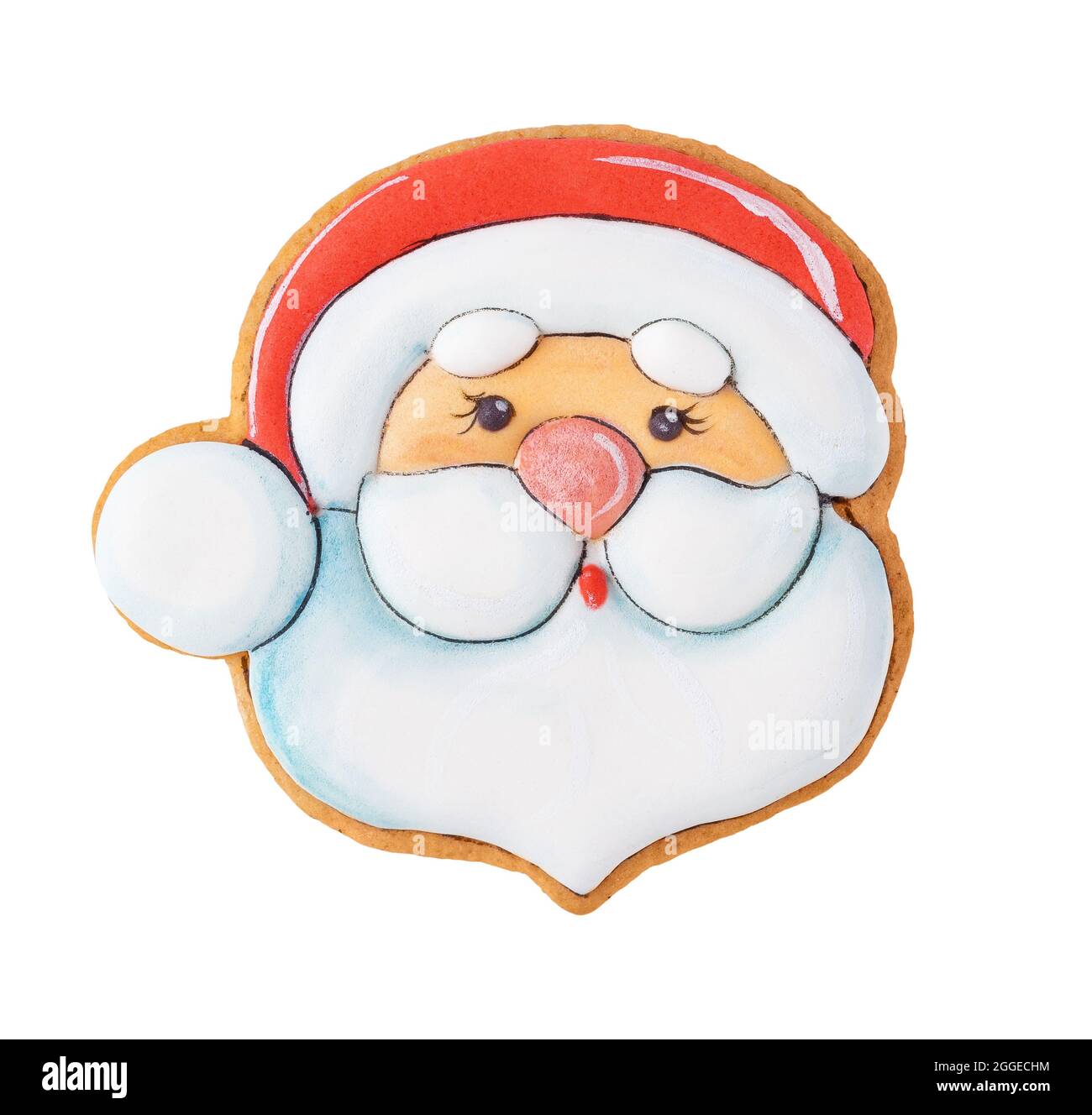 Santa Claus Christmas cookie isolated on white background with clipping ...