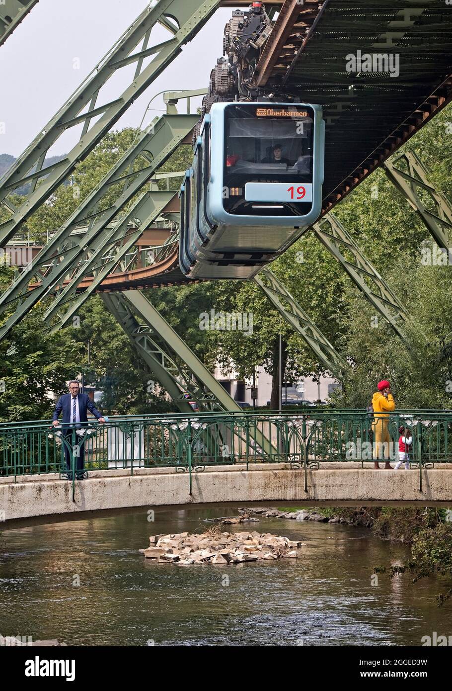 Suspension railway over the river Wupper, Elberfeld, Wuppertal, Bergisches Land, North Rhine-Westphalia, Germany Stock Photo