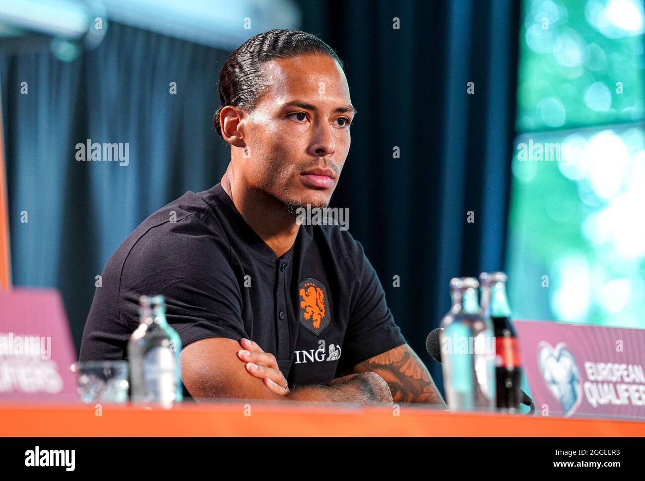 ZEIST, NETHERLANDS - AUGUST 31: KNVB Logo during the Netherlands Press  Conference at KNVB Campus on August 31, 2021 in Zeist, Netherlands (Photo  by Jeroen Meuwsen/Orange Pictures Stock Photo - Alamy