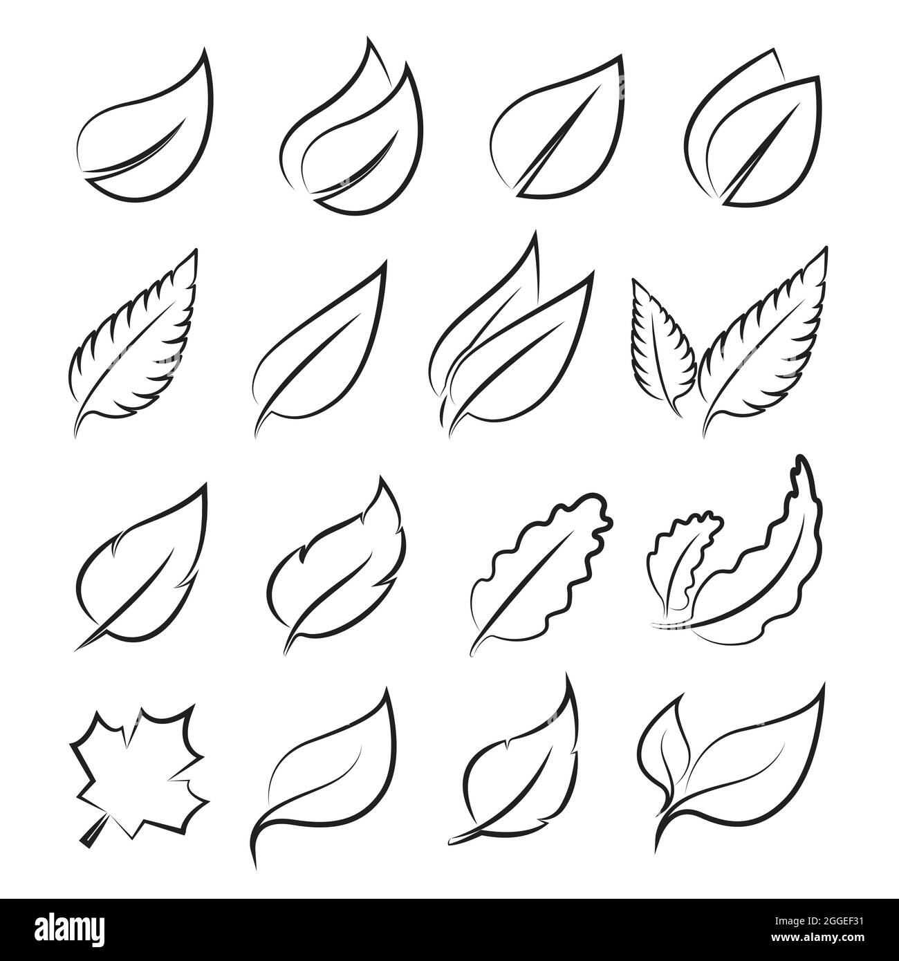 Vector leaves icon set on white background. Easy editable layered vector illustration. Animals. Stock Vector