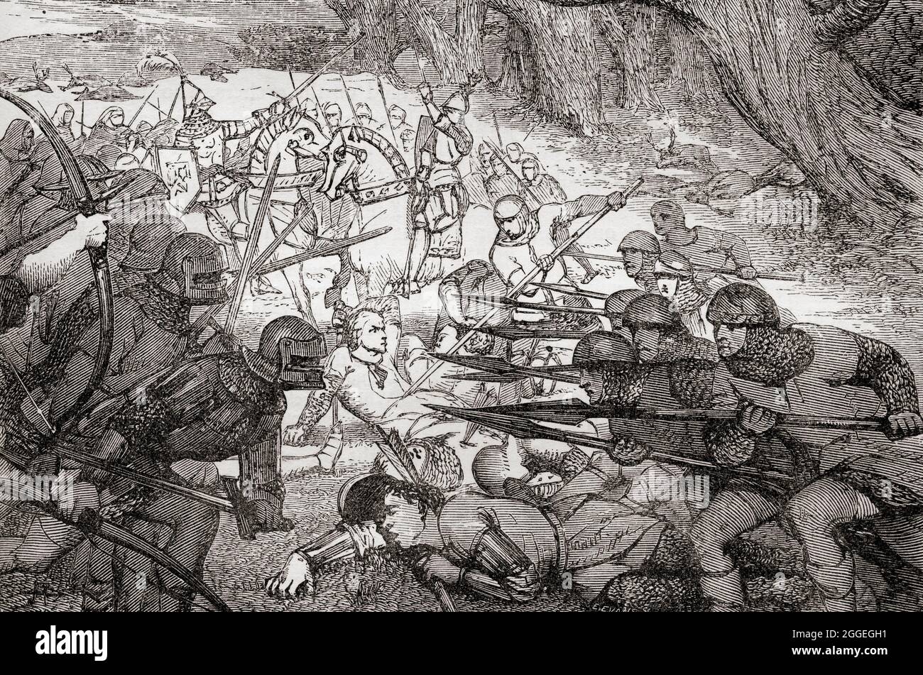 The Battle of Otterburn, 1388.  From Picturesque England its Landmarks and Historic Haunts, published, 1891 Stock Photo
