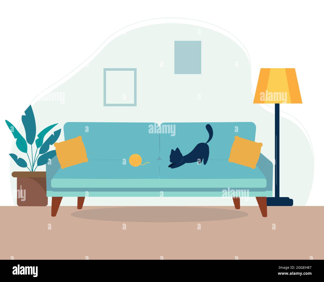 Indoor cat lying on Stock Vector Images - Alamy