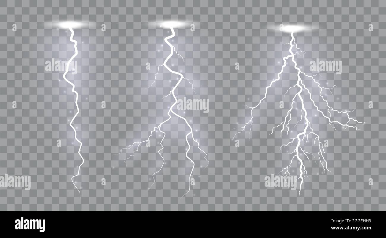 Set of lightnings Magic and bright lighting effects Stock Vector Image ...