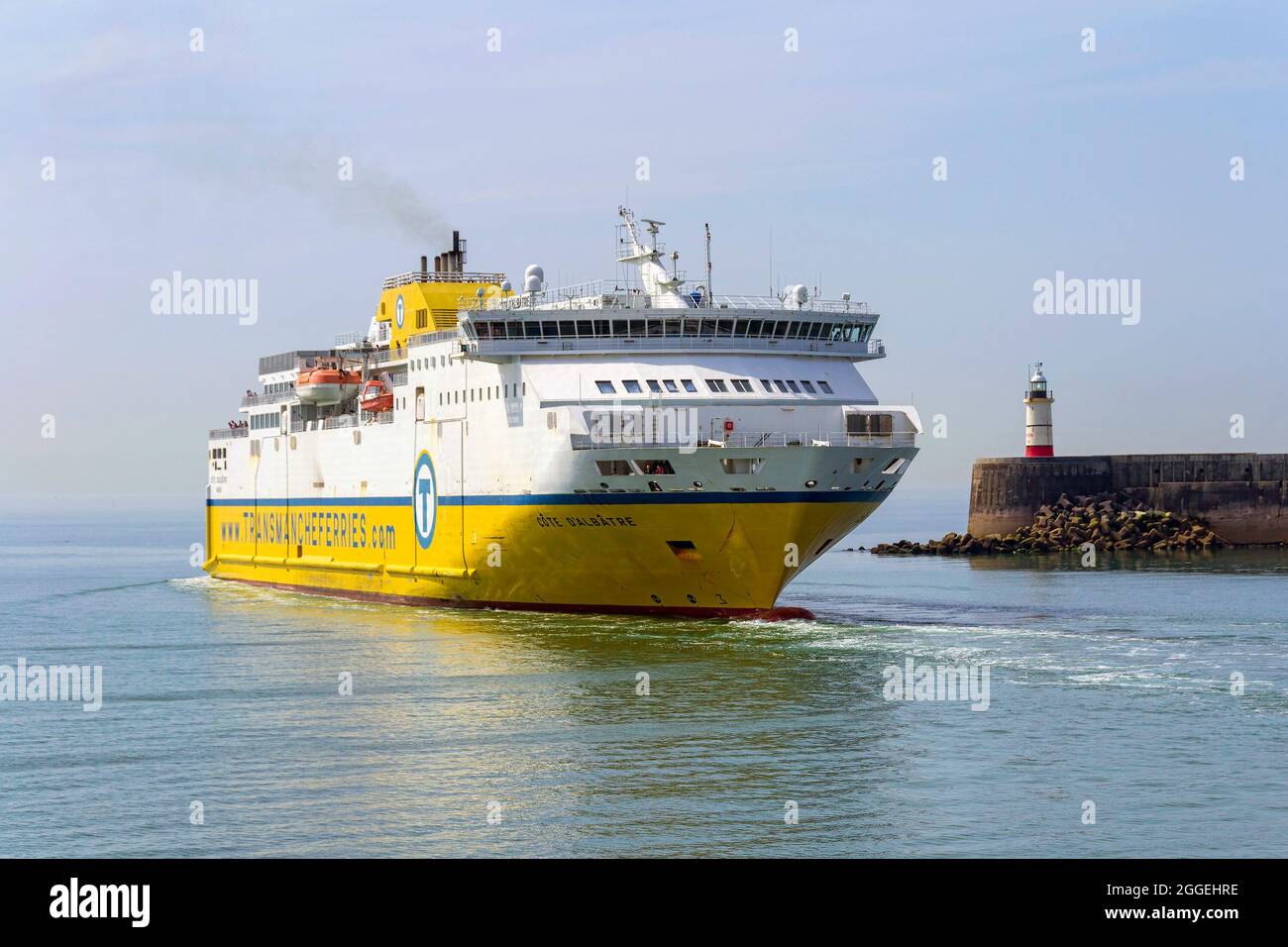Côte d'Albâtre is a passenger ferry operated by DFDS on the cross-Channel Dieppe-Newhaven route, under the brand Transmanche Ferries. Stock Photo