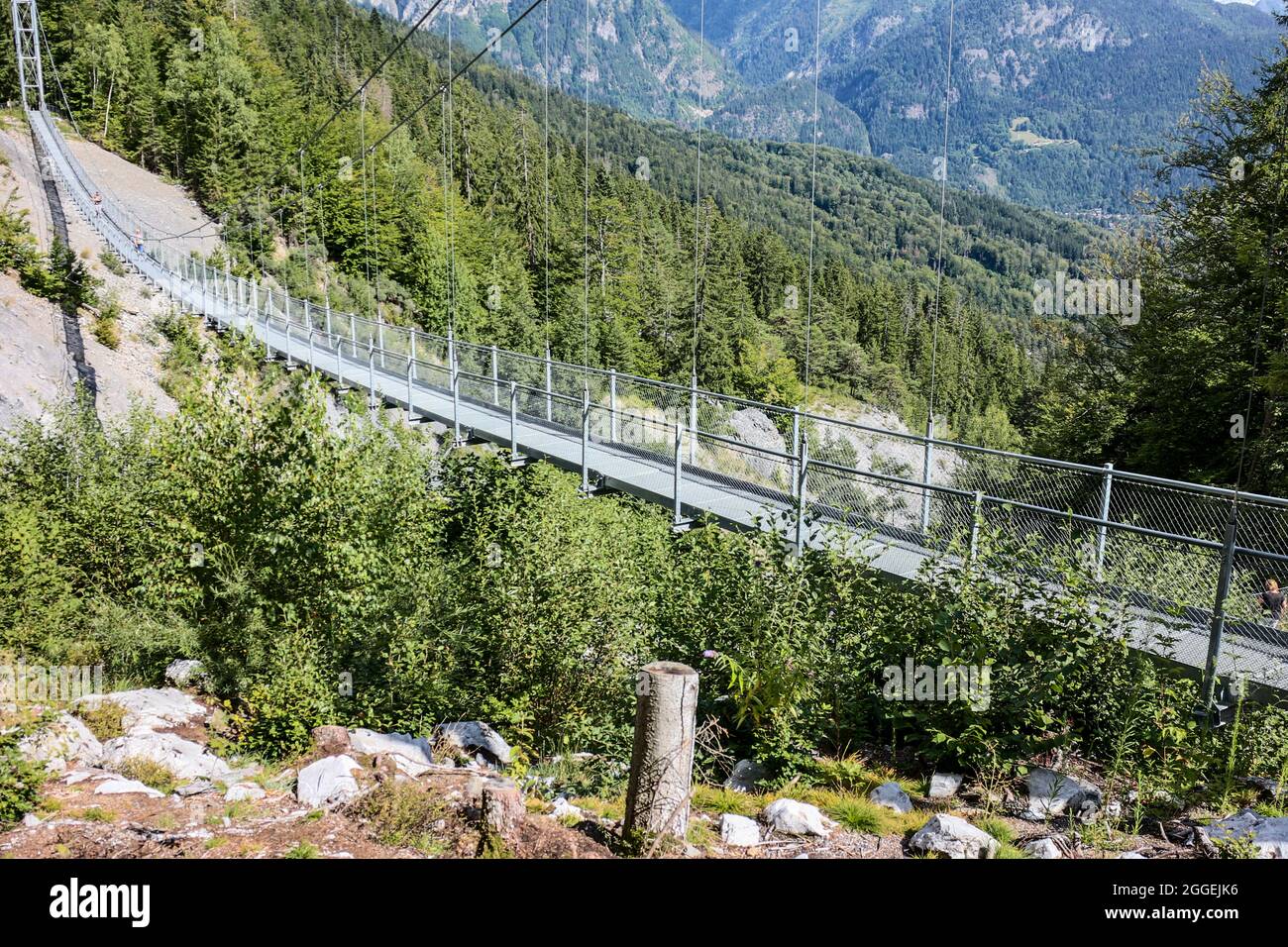 Hiking from PASSY to LAC VERT :Passerelle du NANT BORDON Stock Photo