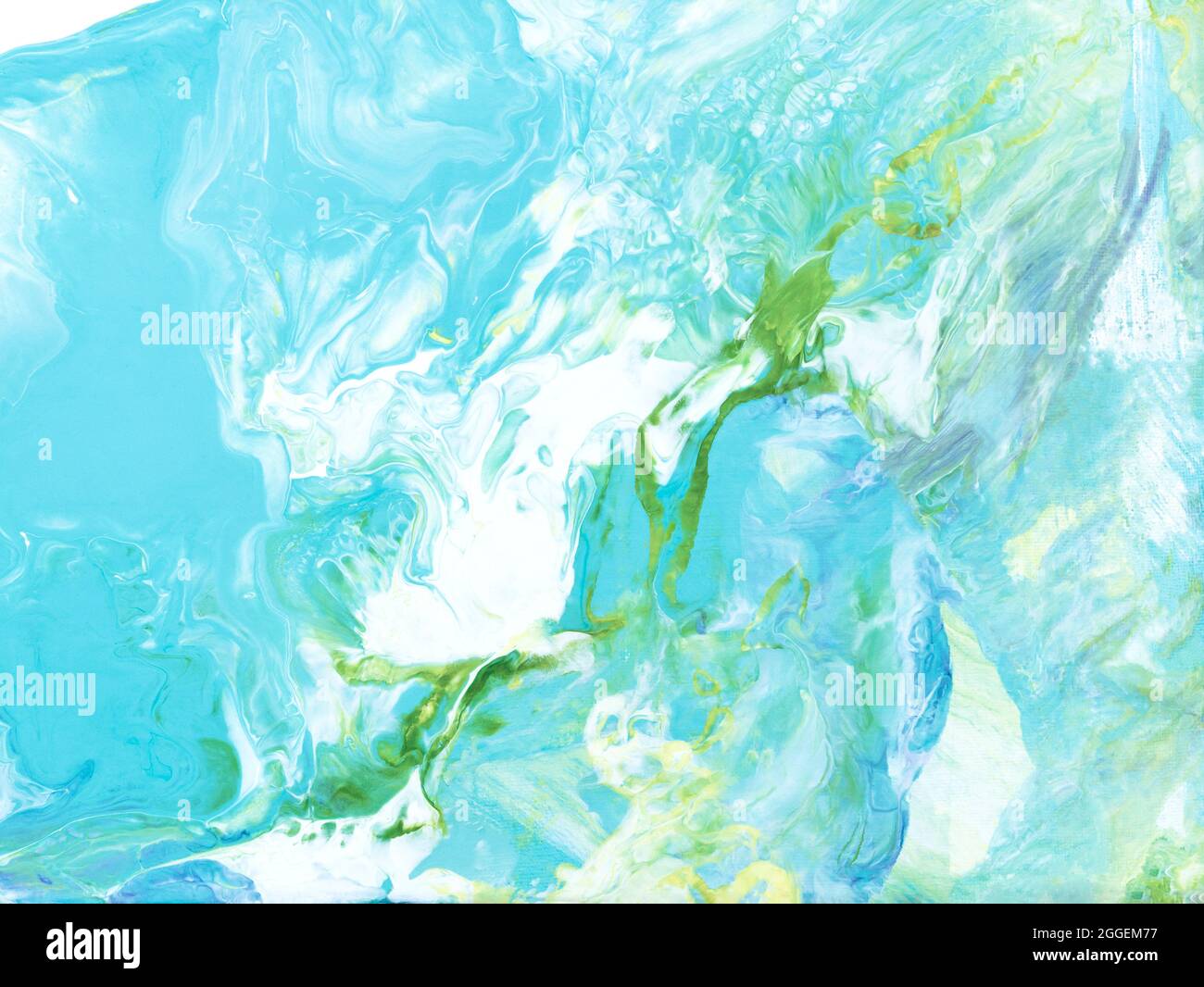 Blue and green creative abstract hand painted background, fluid art ...