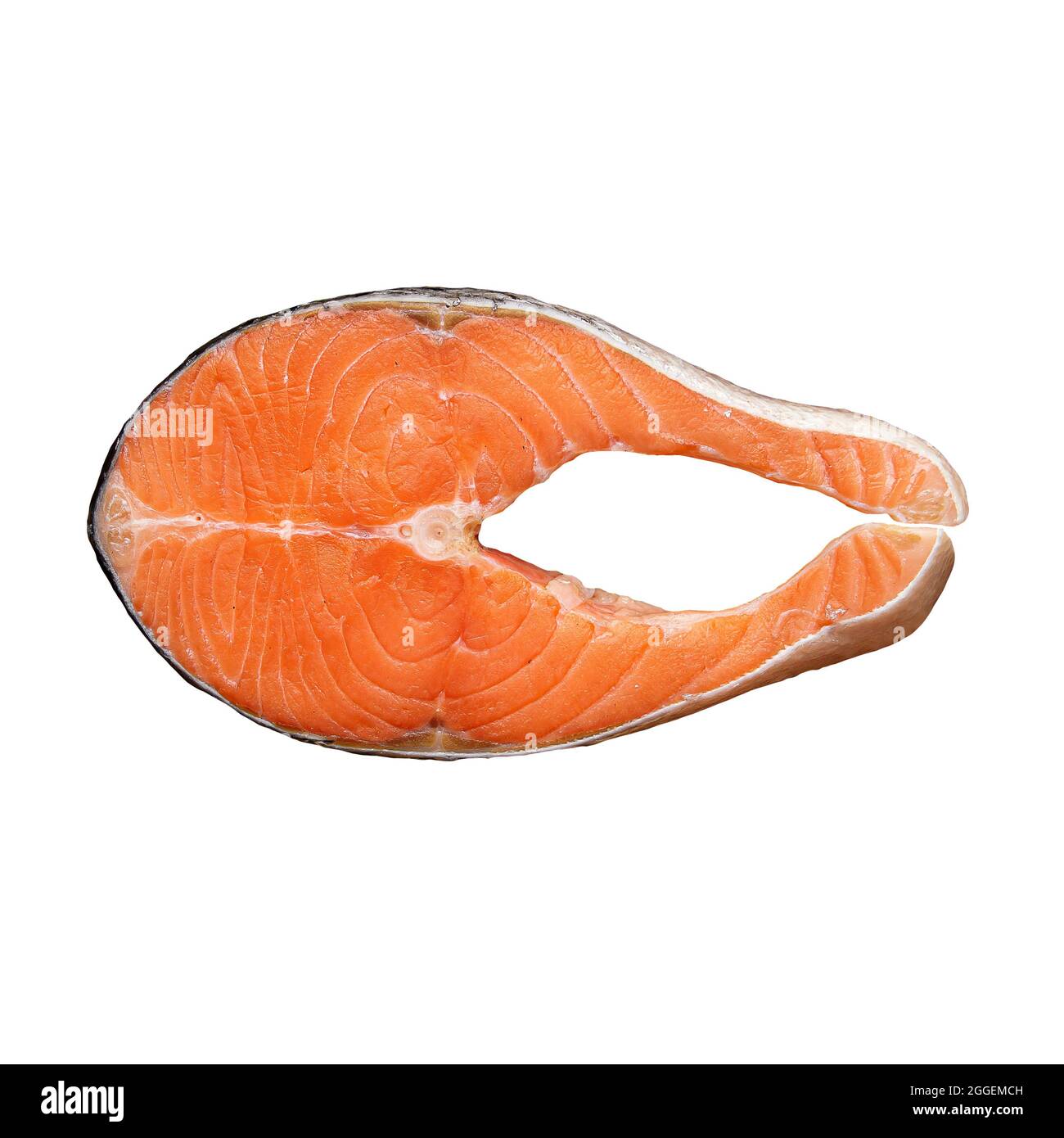 Isolated salmon fish steak on white background Stock Photo - Alamy