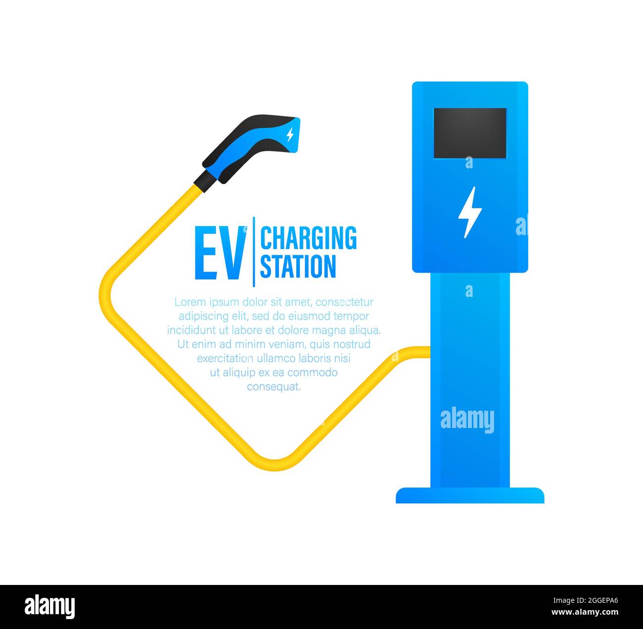 Electric car charging. EV station. Vehicle standing Stock Vector Image
