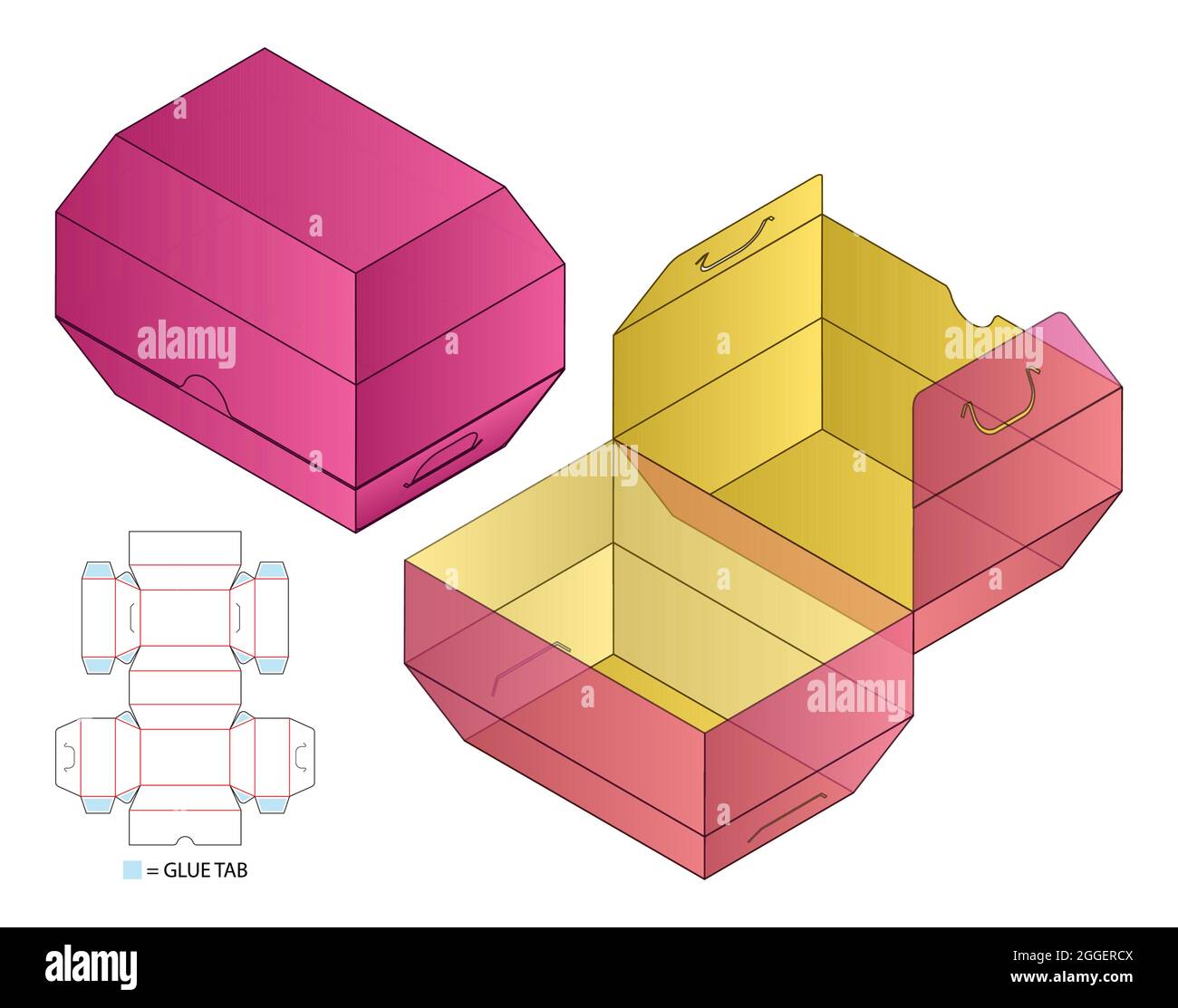 Box packaging die cut template design. 3d mock-up Stock Vector Image ...