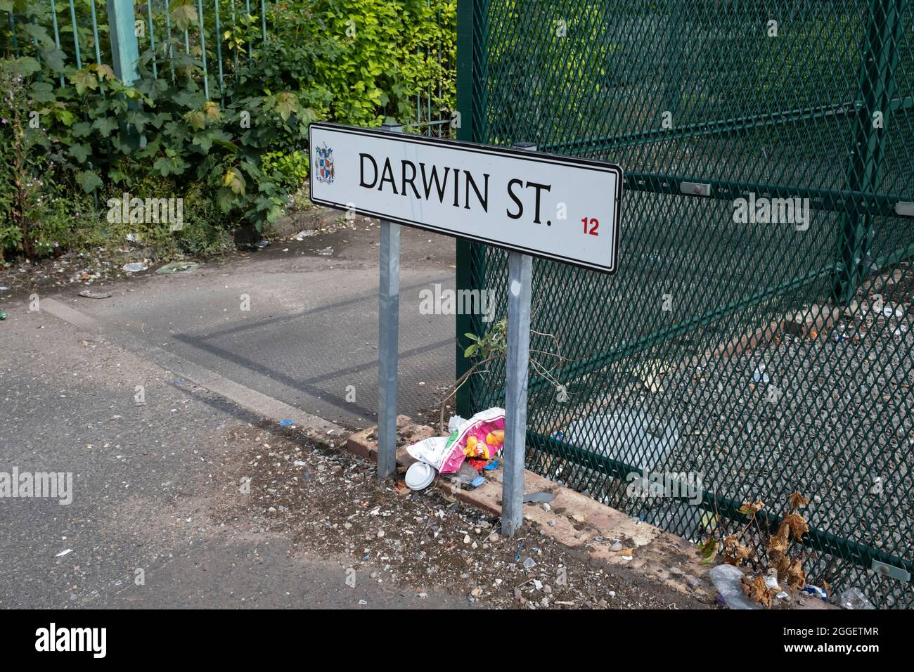 Road sign for Darwin Street, Highgate on 3rd August 2021 in Birmingham
