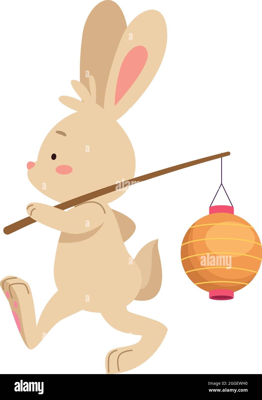 rabbit with asian lamp Stock Vector