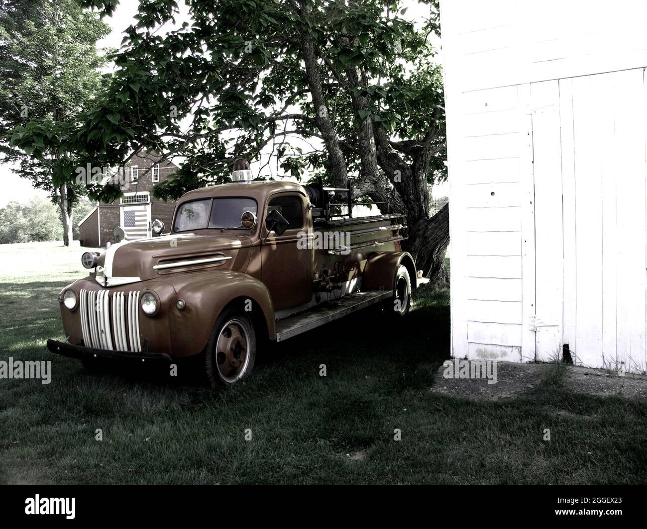 Antique Ford Pick Up Fire truck, 1946-1947, New England, USA. Stock Photo