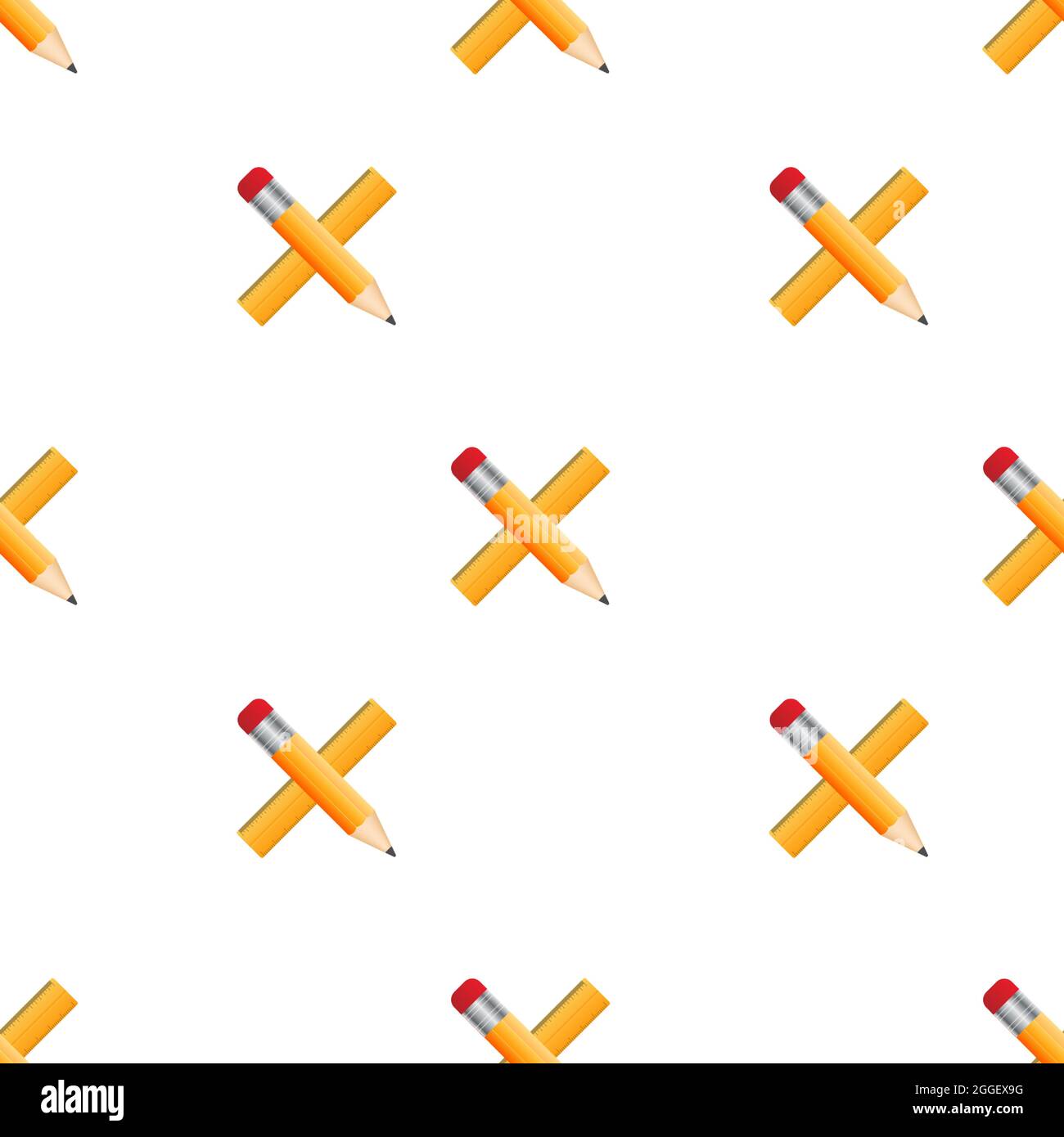 Ruler and Pencil pattern on white background. Vector stock illustration ...
