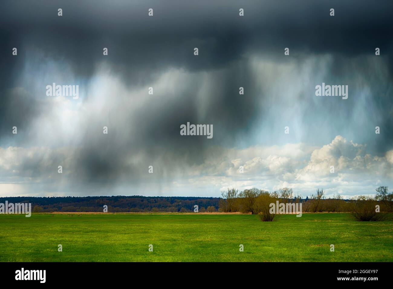 Big rain cloud over the landscape Stock Photo