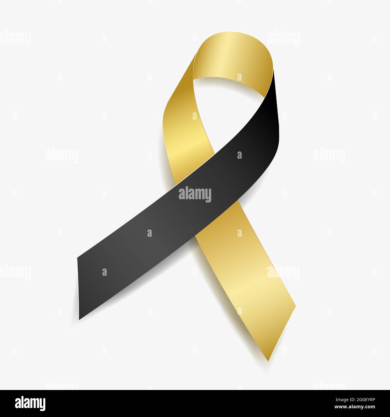 Gold and black ribbon awareness Platelet Donation. Isolated on white background. Vector  illustration. Stock Vector