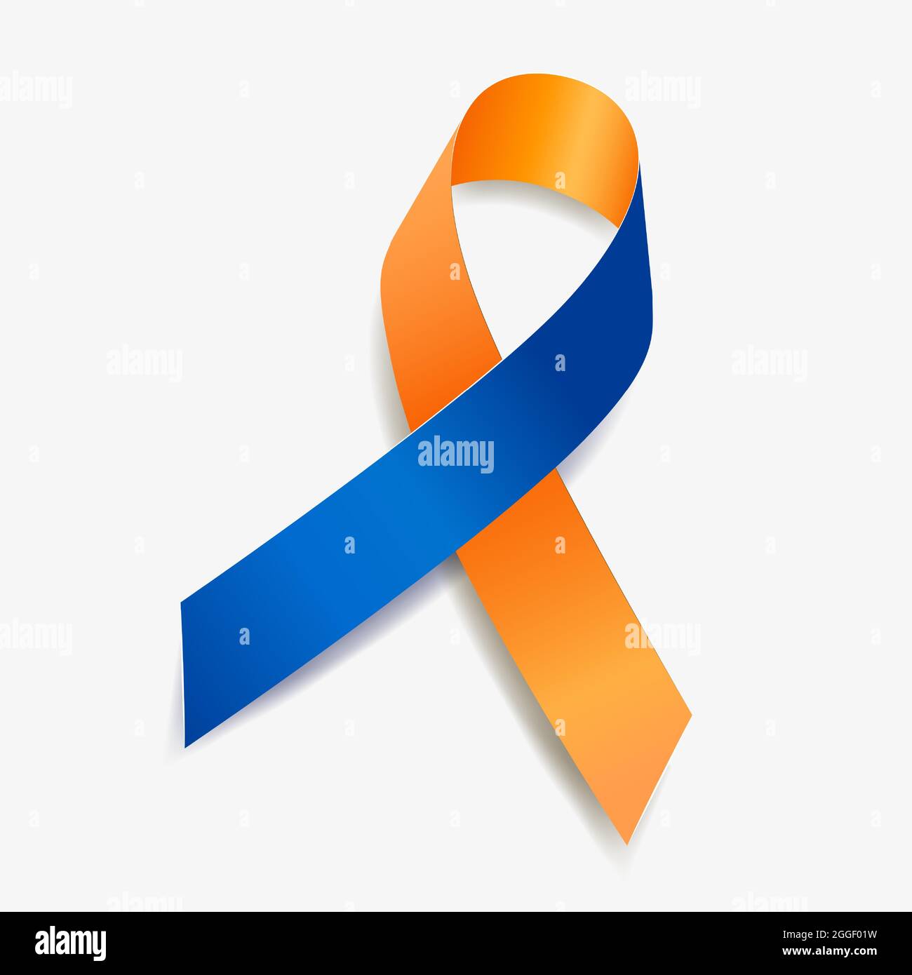 Orange and blue ribbon awareness Dry Drowning. Isolated on white background. Vector  illustration. Stock Vector