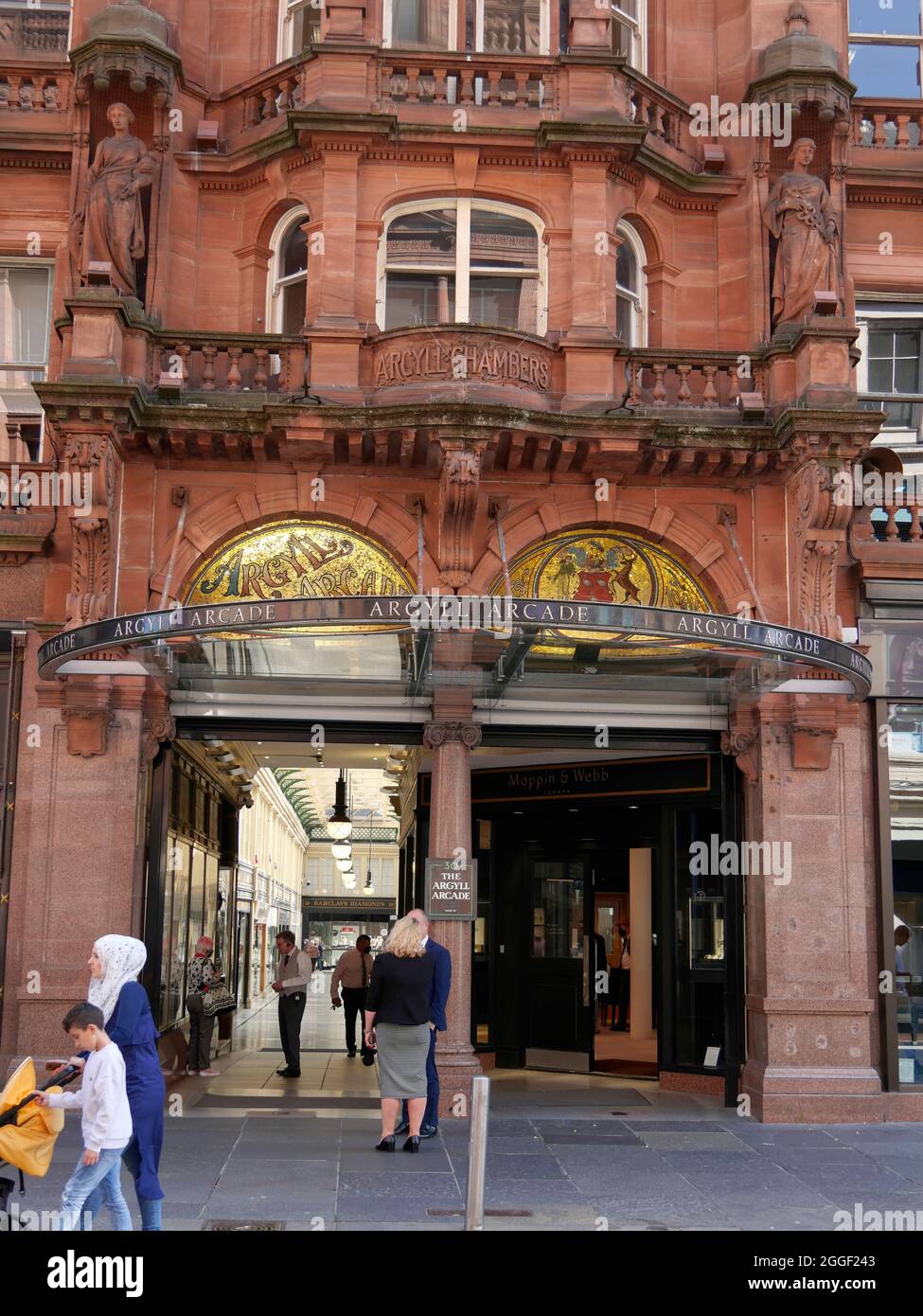 entrance to the Argyll Arcade, Buchanan Street,Glasgow city centre, Scotland,UK Stock Photo