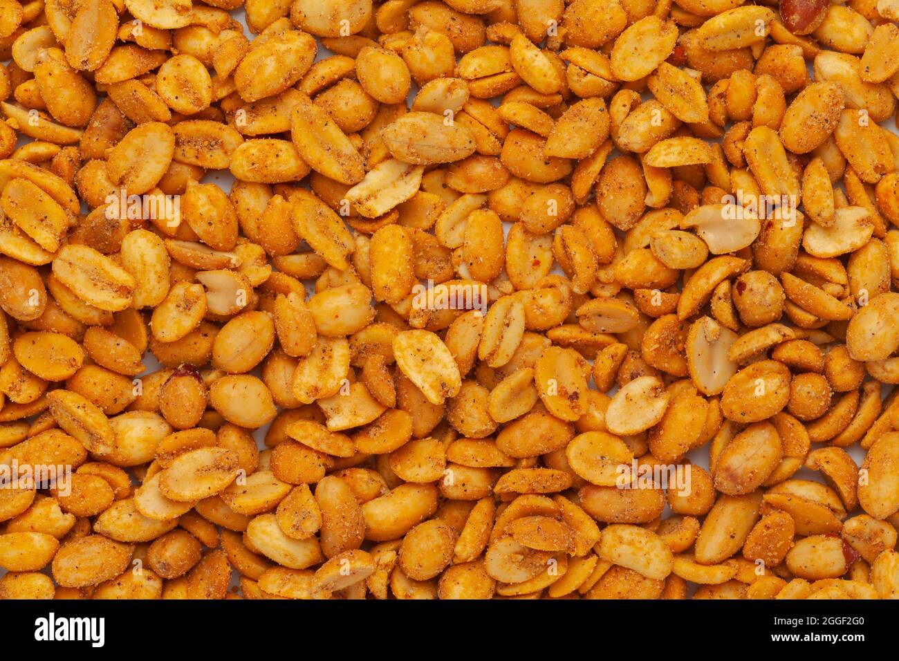 Close-up of Crunchy masala peanuts Indian namkeen (snacks) Full-Frame Background. Top View Stock Photo