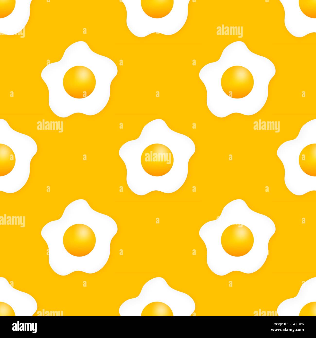 Fried egg pettern on yellow background. Vector illlustration. Stock Vector